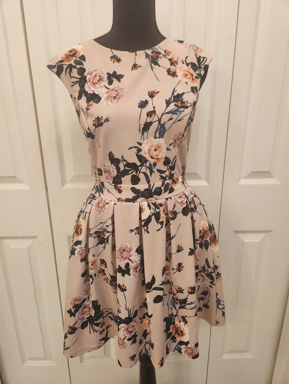 Emerald Sundae Floral Fit & Flare Dress in Blush Pink